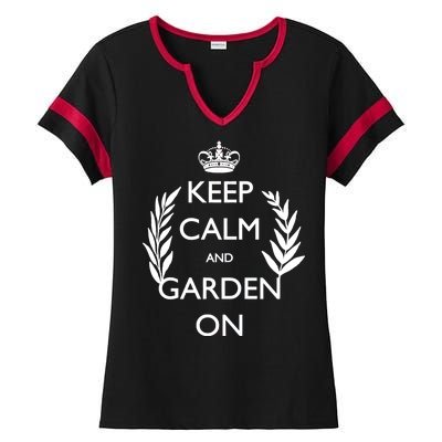 Keep Calm And Garden On Ladies Halftime Notch Neck Tee