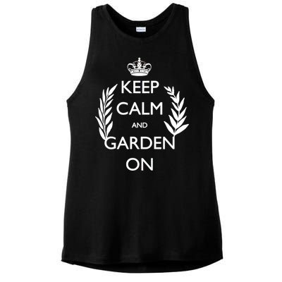 Keep Calm And Garden On Ladies PosiCharge Tri-Blend Wicking Tank