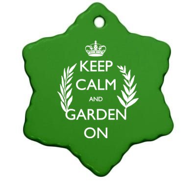 Keep Calm And Garden On Ceramic Star Ornament