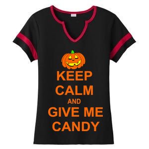 Keep Calm and Give Me Candy Ladies Halftime Notch Neck Tee