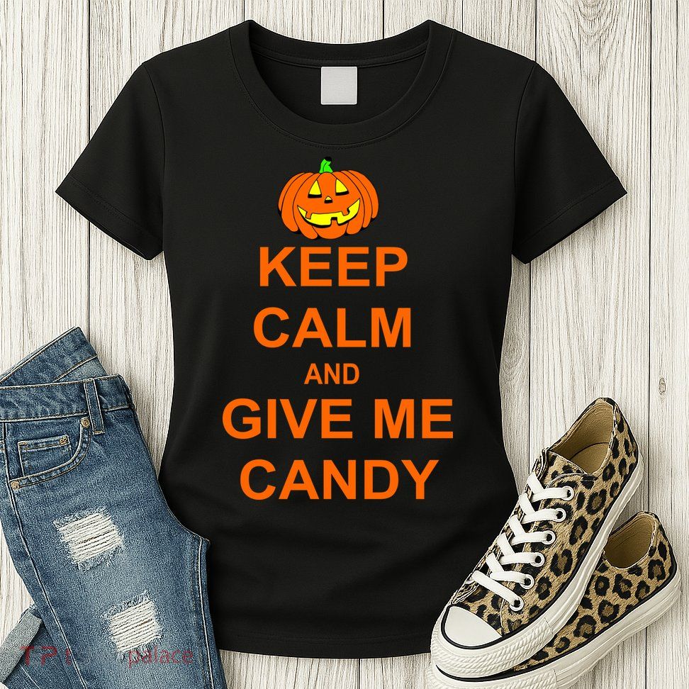 Keep Calm and Give Me Candy Womens T-Shirt