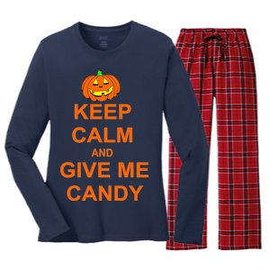 Keep Calm and Give Me Candy Women's Long Sleeve Flannel Pajama Set 