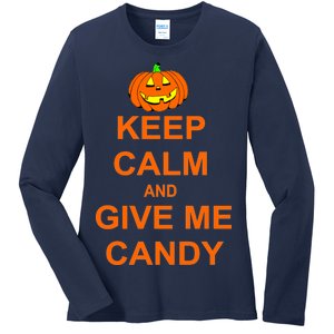 Keep Calm and Give Me Candy Ladies Long Sleeve Shirt