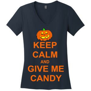 Keep Calm and Give Me Candy Women's V-Neck T-Shirt