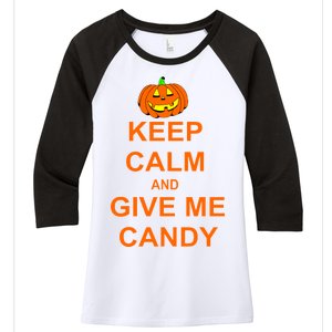 Keep Calm and Give Me Candy Women's Tri-Blend 3/4-Sleeve Raglan Shirt