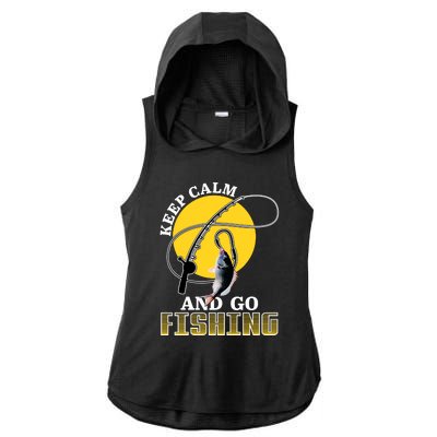 Keep Calm and Go Fishing Ladies PosiCharge Tri-Blend Wicking Draft Hoodie Tank