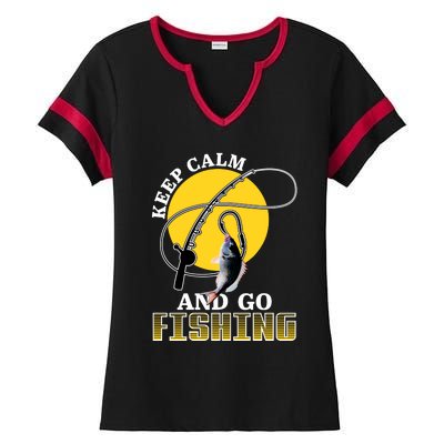 Keep Calm and Go Fishing Ladies Halftime Notch Neck Tee