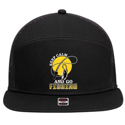 Keep Calm and Go Fishing 7 Panel Mesh Trucker Snapback Hat