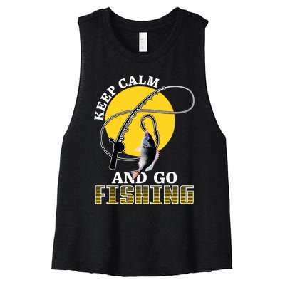 Keep Calm and Go Fishing Women's Racerback Cropped Tank