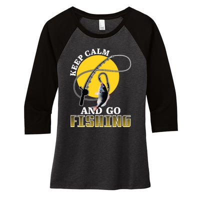 Keep Calm and Go Fishing Women's Tri-Blend 3/4-Sleeve Raglan Shirt