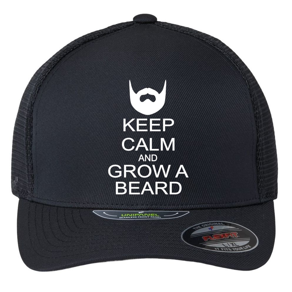 Keep Calm and Grow a Beard Flexfit Unipanel Trucker Cap