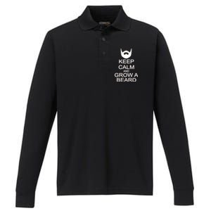 Keep Calm and Grow a Beard Performance Long Sleeve Polo