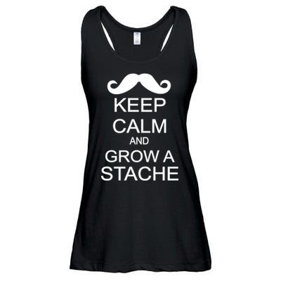 Keep Calm and Grow A Stache Ladies Essential Flowy Tank