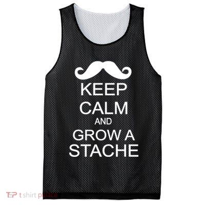 Keep Calm and Grow A Stache Mesh Reversible Basketball Jersey Tank