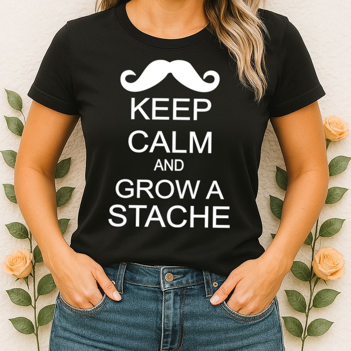 Keep Calm and Grow A Stache Womens T-Shirt