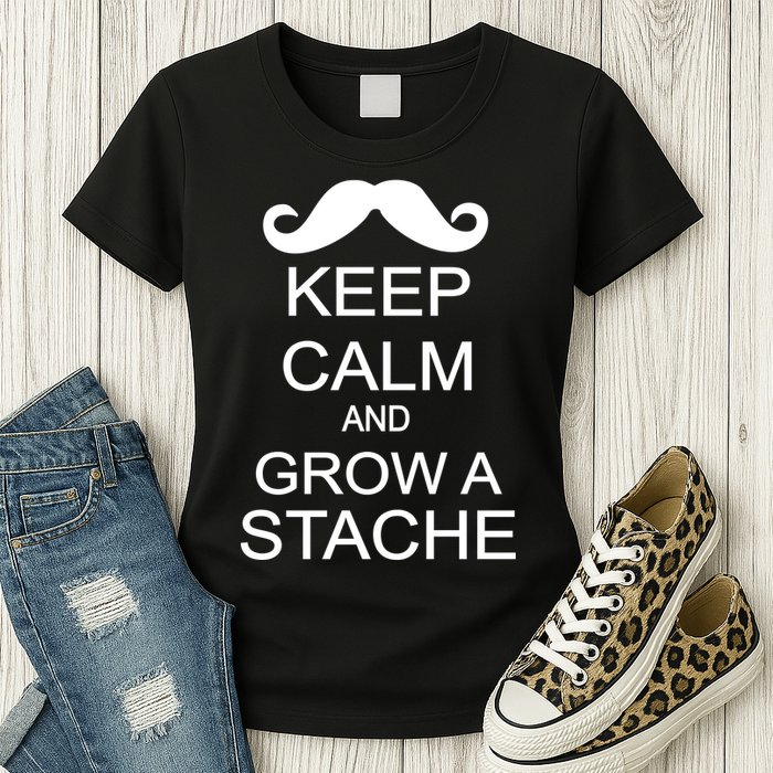 Keep Calm and Grow A Stache Womens T-Shirt