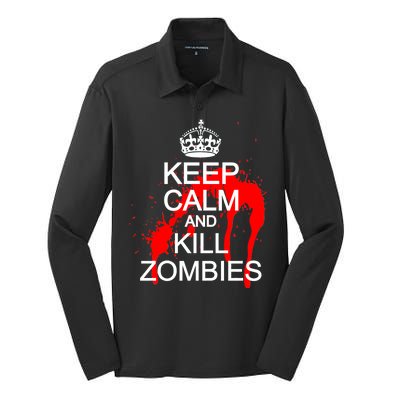 Keep Calm and Kill Zombies Silk Touch Performance Long Sleeve Polo