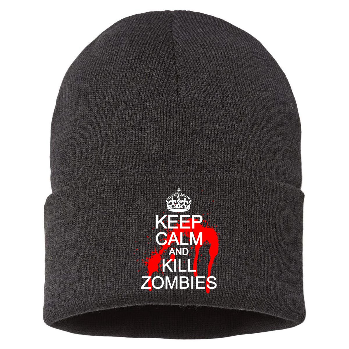 Keep Calm and Kill Zombies Sustainable Knit Beanie