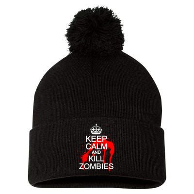 Keep Calm and Kill Zombies Pom Pom 12in Knit Beanie