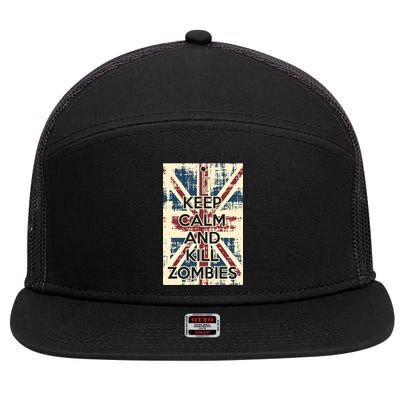Keep Calm and Kill Zombies Vintage 7 Panel Mesh Trucker Snapback Hat