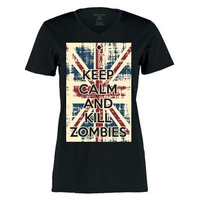 Keep Calm and Kill Zombies Vintage Women's Momentum V-Neck T-Shirt