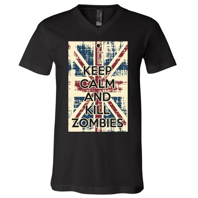 Keep Calm and Kill Zombies Vintage V-Neck T-Shirt