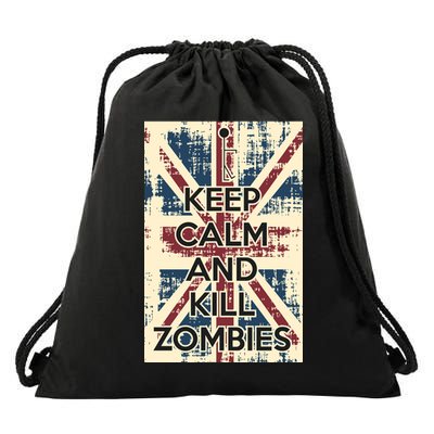 Keep Calm and Kill Zombies Vintage Drawstring Bag