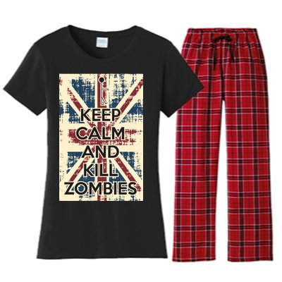 Keep Calm and Kill Zombies Vintage Women's Flannel Pajama Set