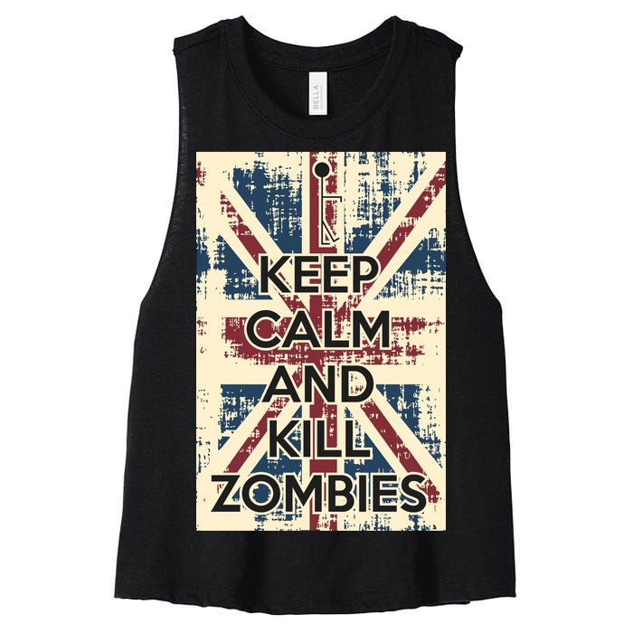 Keep Calm and Kill Zombies Vintage Women's Racerback Cropped Tank