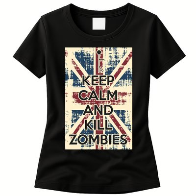 Keep Calm and Kill Zombies Vintage Womens T-Shirt