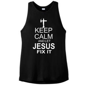 Keep Calm And Let Jesus Fix It Ladies PosiCharge Tri-Blend Wicking Tank