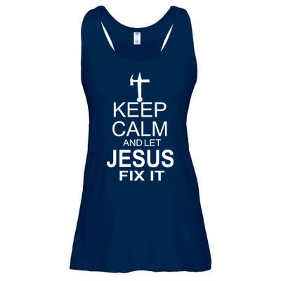 Keep Calm And Let Jesus Fix It Ladies Essential Flowy Tank