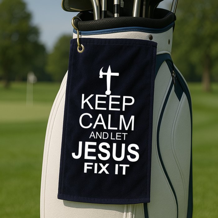Keep Calm And Let Jesus Fix It Golf Towel