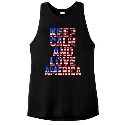 Keep Calm and Love America Ladies PosiCharge Tri-Blend Wicking Tank