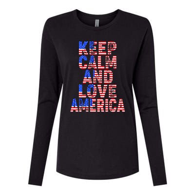 Keep Calm and Love America Womens Cotton Relaxed Long Sleeve T-Shirt