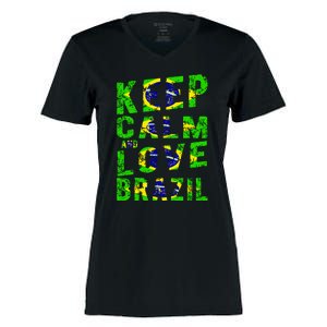 Keep Calm and Love Brazil Women's Momentum V-Neck T-Shirt