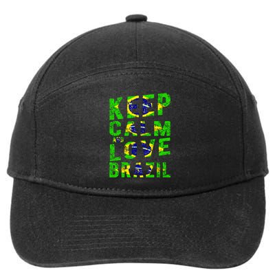 Keep Calm and Love Brazil 7-Panel Snapback Hat