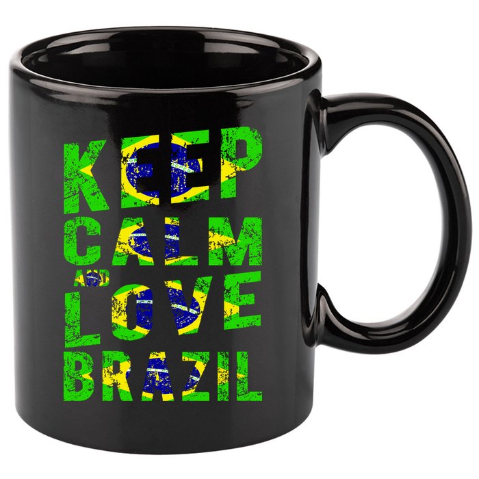 Keep Calm and Love Brazil 11oz C Handle Ceramic Mug