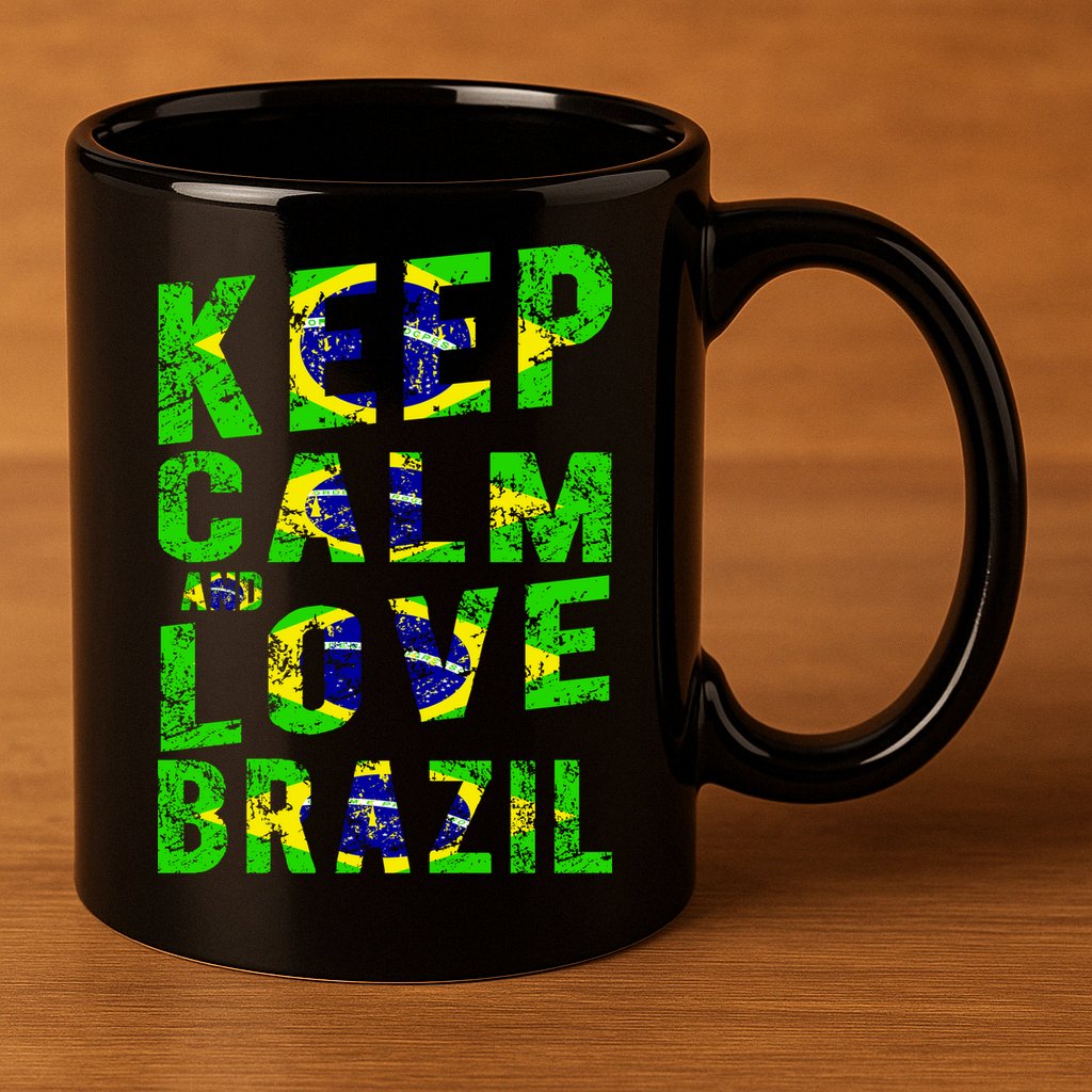 Keep Calm and Love Brazil 11oz C Handle Ceramic Mug