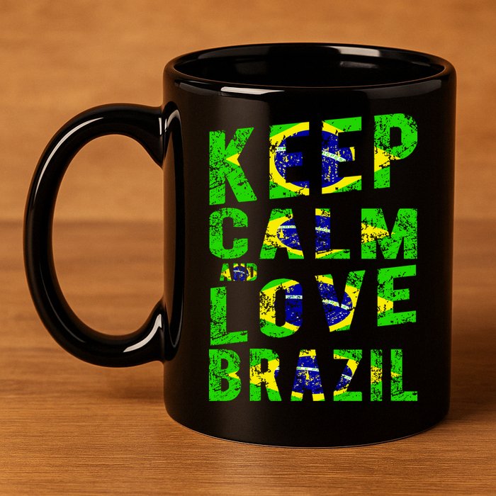 Keep Calm and Love Brazil 11oz C Handle Ceramic Mug