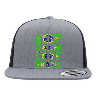 Keep Calm and Love Brazil Flat Bill Trucker Hat