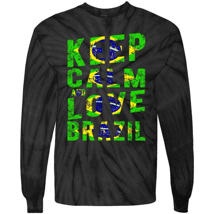 Keep Calm and Love Brazil Tie-Dye Long Sleeve Shirt