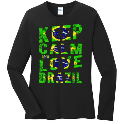 Keep Calm and Love Brazil Ladies Long Sleeve Shirt