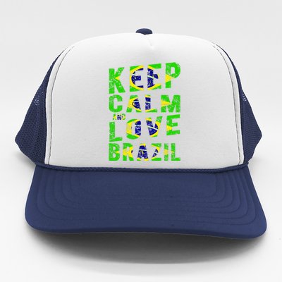 Keep Calm and Love Brazil Trucker Hat