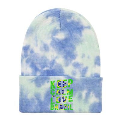 Keep Calm and Love Brazil Tie Dye 12in Knit Beanie