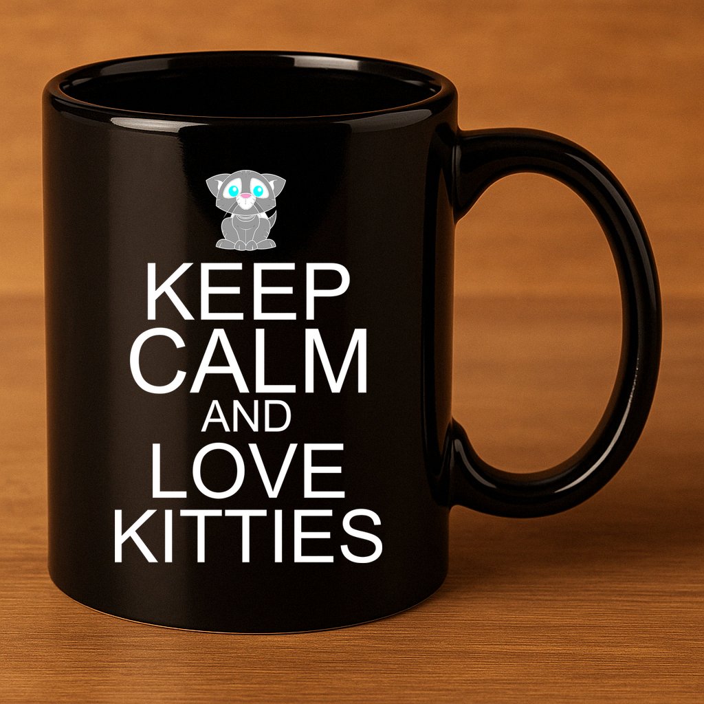 Keep Calm And Love Kitties 11oz C Handle Ceramic Mug