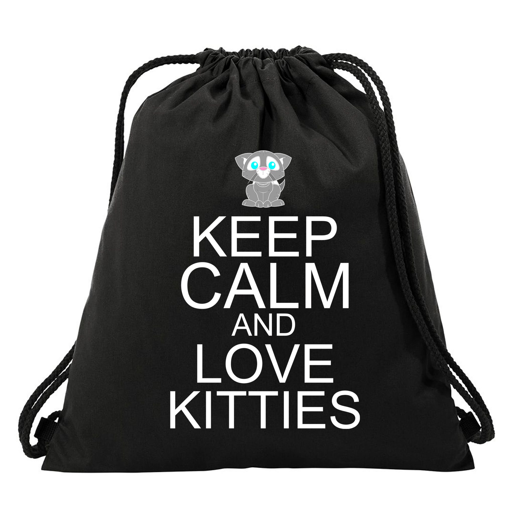 Keep Calm And Love Kitties Drawstring Bag