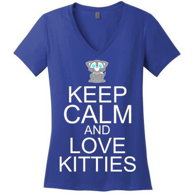 Keep Calm And Love Kitties Women's V-Neck T-Shirt