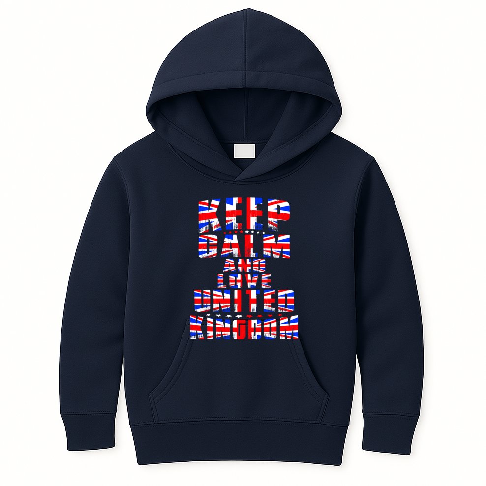 Keep Calm and Love United Kingdom Kids Hoodie