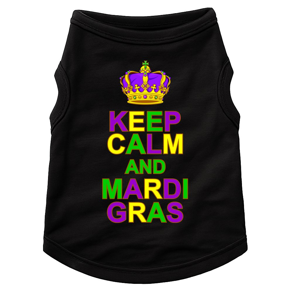 Keep Calm and Mardi Gras Crown New Orleans Doggie Tank
